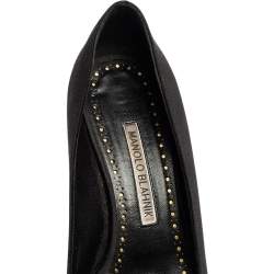 Pre Owned Manolo Blahnik Black Satin Crystal Embellished Pumps Size 36.5