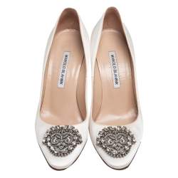 Pre Owned حذاء كعب عالي مانولو بلانيك اوكافا ساتان عاجي مقاس 39