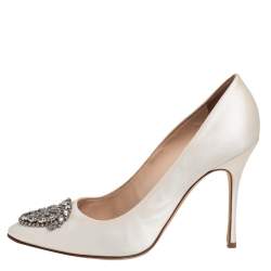 Pre Owned حذاء كعب عالي مانولو بلانيك اوكافا ساتان عاجي مقاس 39