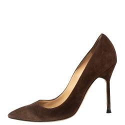 Pre Owned Manolo Blahnik Brown Suede Pointed Toe Pumps Size 38