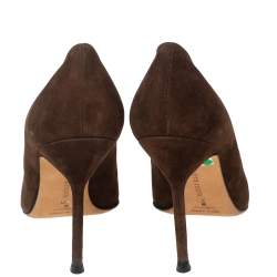 Pre Owned Manolo Blahnik Brown Suede Pointed Toe Pumps Size 38