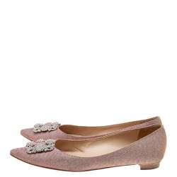 Pre Owned حذاء فلات مانولو بلانيك هانغيسي غليتر وردي مقاس 41