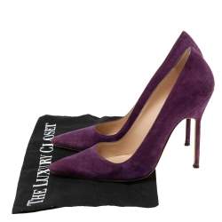 Pre Owned Manolo Blahnik Purple  Suede BB Pointed Toe Pumps Size 37.5
