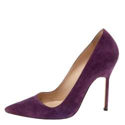 Pre Owned Manolo Blahnik Purple  Suede BB Pointed Toe Pumps Size 37.5
