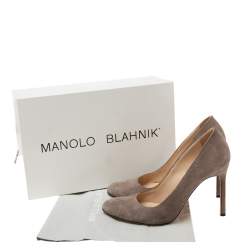 Pre Owned Manolo Blahnik Grey Suede BB Pumps Size 35.5