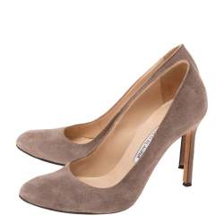Pre Owned Manolo Blahnik Grey Suede BB Pumps Size 35.5