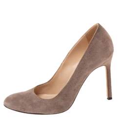 Pre Owned Manolo Blahnik Grey Suede BB Pumps Size 35.5