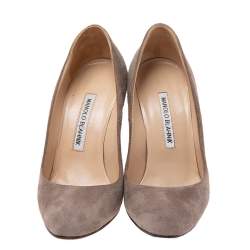 Pre Owned Manolo Blahnik Grey Suede BB Pumps Size 35.5