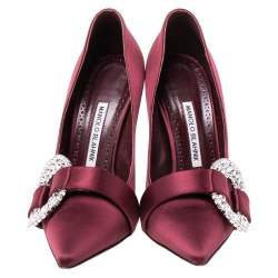 Pre Owned حذاء كعب عالي مانولو بلانيك تارتوناكري ساتان عنابي مقاس 38