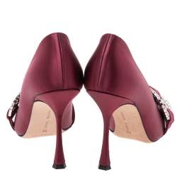 Pre Owned حذاء كعب عالي مانولو بلانيك تارتوناكري ساتان عنابي مقاس 38