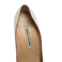 Pre Owned Manolo Blahnik Grey Satin Hangisi  Pumps Size 39