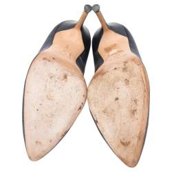 Pre Owned Manolo Blahnik Grey Satin Hangisi Pumps Size 40.5