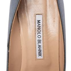 Pre Owned Manolo Blahnik Grey Satin Hangisi Pumps Size 40.5