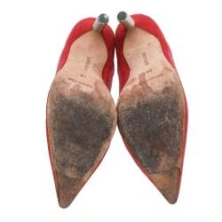 مملوكة مسبقًا Manolo Blahnik Multicolored Suede Pointed Toe Pumps Size 39