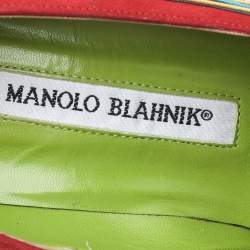 مملوكة مسبقًا Manolo Blahnik Multicolored Suede Pointed Toe Pumps Size 39