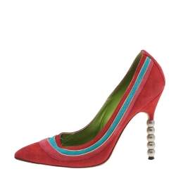 مملوكة مسبقًا Manolo Blahnik Multicolored Suede Pointed Toe Pumps Size 39