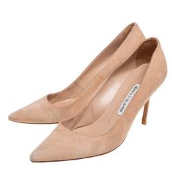 Pre Owned Manolo Blahnik Beige Suede BB Pumps Size 39