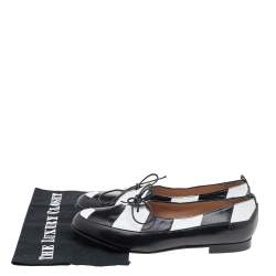 Pre Owned Manolo Blahnik Black/White Leather Lace Up Loafers Size 39.5