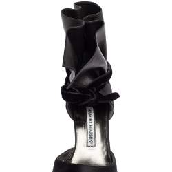 Pre Owned حذاء كعب عالي مانولو بلانيك سير كاحل بيتسي جلد وسويدي أسود مقاس 38.5 