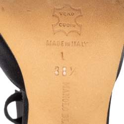 Pre Owned حذاء كعب عالي مانولو بلانيك سير كاحل بيتسي جلد وسويدي أسود مقاس 38.5 