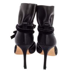 Pre Owned حذاء كعب عالي مانولو بلانيك سير كاحل بيتسي جلد وسويدي أسود مقاس 38.5 