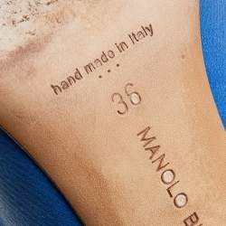 Pre Owned حذاء كعب عالي مانولو بلانيك هانغيسي ساتان أزرق مزخرف مقاس 36