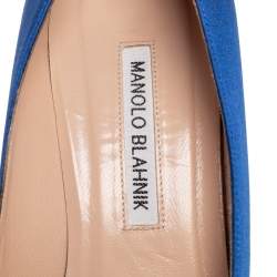 Pre Owned Manolo Blahnik Royal Blue Satin Hangisi Pumps Size 38