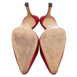Manolo Blahnik Red Satin Embellished Mules Size 38