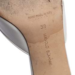 Manolo Blahnik White Leather Maysale Mules Size 39