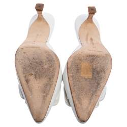 Manolo Blahnik White Leather Maysale Mules Size 39
