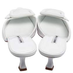Manolo Blahnik White Leather Maysale Mules Size 39