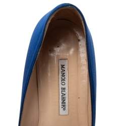 Pre Owned Manolo Blahnik Royal Blue Satin Hangisi Ballet Flats Size 42