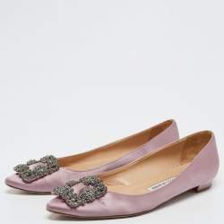 مملوكة مسبقًا Manolo Blahnik Lilac Satin Hangisi Ballet Flats Size 35.5
