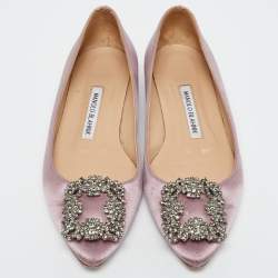مملوكة مسبقًا Manolo Blahnik Lilac Satin Hangisi Ballet Flats Size 35.5