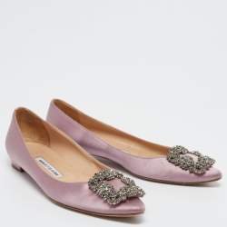مملوكة مسبقًا Manolo Blahnik Lilac Satin Hangisi Ballet Flats Size 35.5
