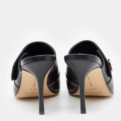Manolo Blahnik Black Leather Goluba Mules Size 35.5