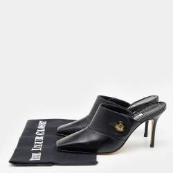Manolo Blahnik Black Leather Goluba Mules Size 35.5