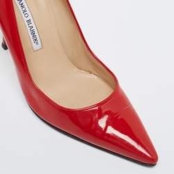Pre Owned Manolo Blahnik Red Patent Leather BB Pumps Size 39