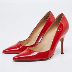 Pre Owned Manolo Blahnik Red Patent Leather BB Pumps Size 39