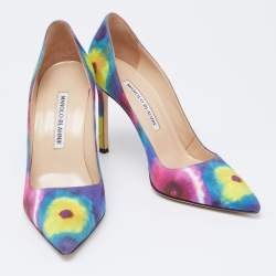 Pre Owned Manolo Blahnik Multicolor Tie and Dye Fabric BB Pumps Size 35.5