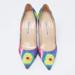 Pre Owned Manolo Blahnik Multicolor Tie and Dye Fabric BB Pumps Size 35.5