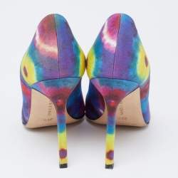Pre Owned Manolo Blahnik Multicolor Tie and Dye Fabric BB Pumps Size 35.5