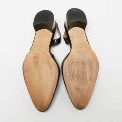 Pre Owned Manolo Blahnik Black Patent Leather Aspro Slingback Pumps Size 35