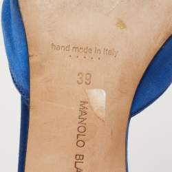 Pre Owned حذاء مولز مانولو بلانيك هانغيسي ساتان أزرق مقاس 39