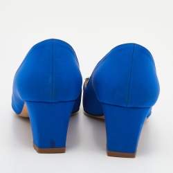 مملوكة مسبقًا حذاء كعب عالي مانولو بلانيك أوكاتو ساتان أزرق مزخرف كريستال مقاس 39