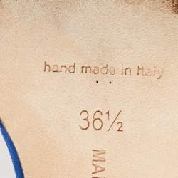 Pre Owned Manolo Blahnik Blue Suede Tayler D'Orsay Pumps Size 36.5