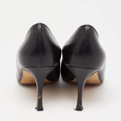 Pre Owned Manolo Blahnik Black Leather BB Pointed Toe Pumps Size 38
