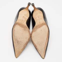 Pre Owned Manolo Blahnik Black Leather BB Pointed Toe Pumps Size 38