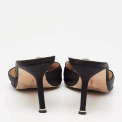 Manolo Blahnik Black Satin Hangisi Mules Size 41