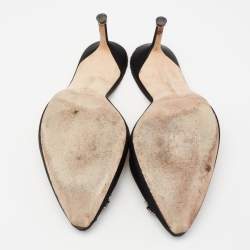 Manolo Blahnik Black Satin Hangisi Mules Size 41